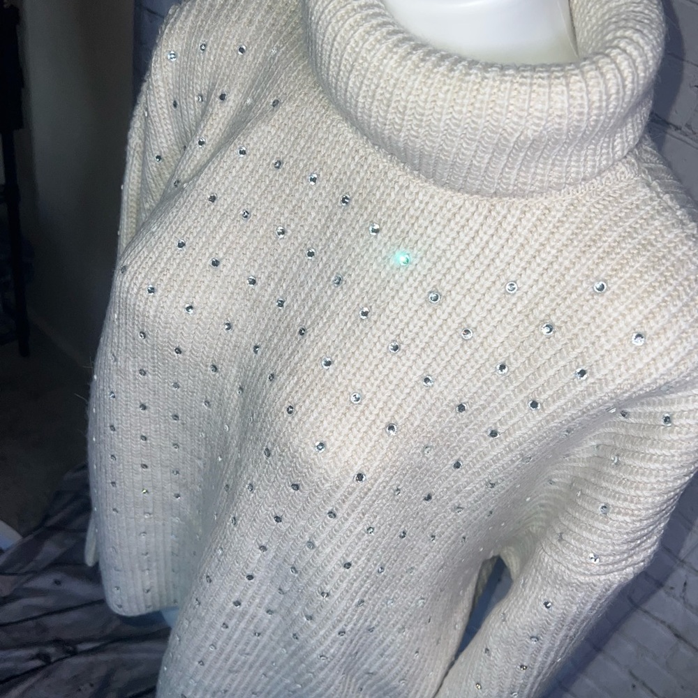 MANGO RHINESTONE TURTLENECK SWEATER - Picture 6 of 13